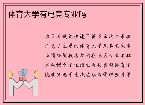 体育大学有电竞专业吗